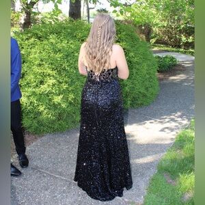 Elegant Black Sequin Evening Gown